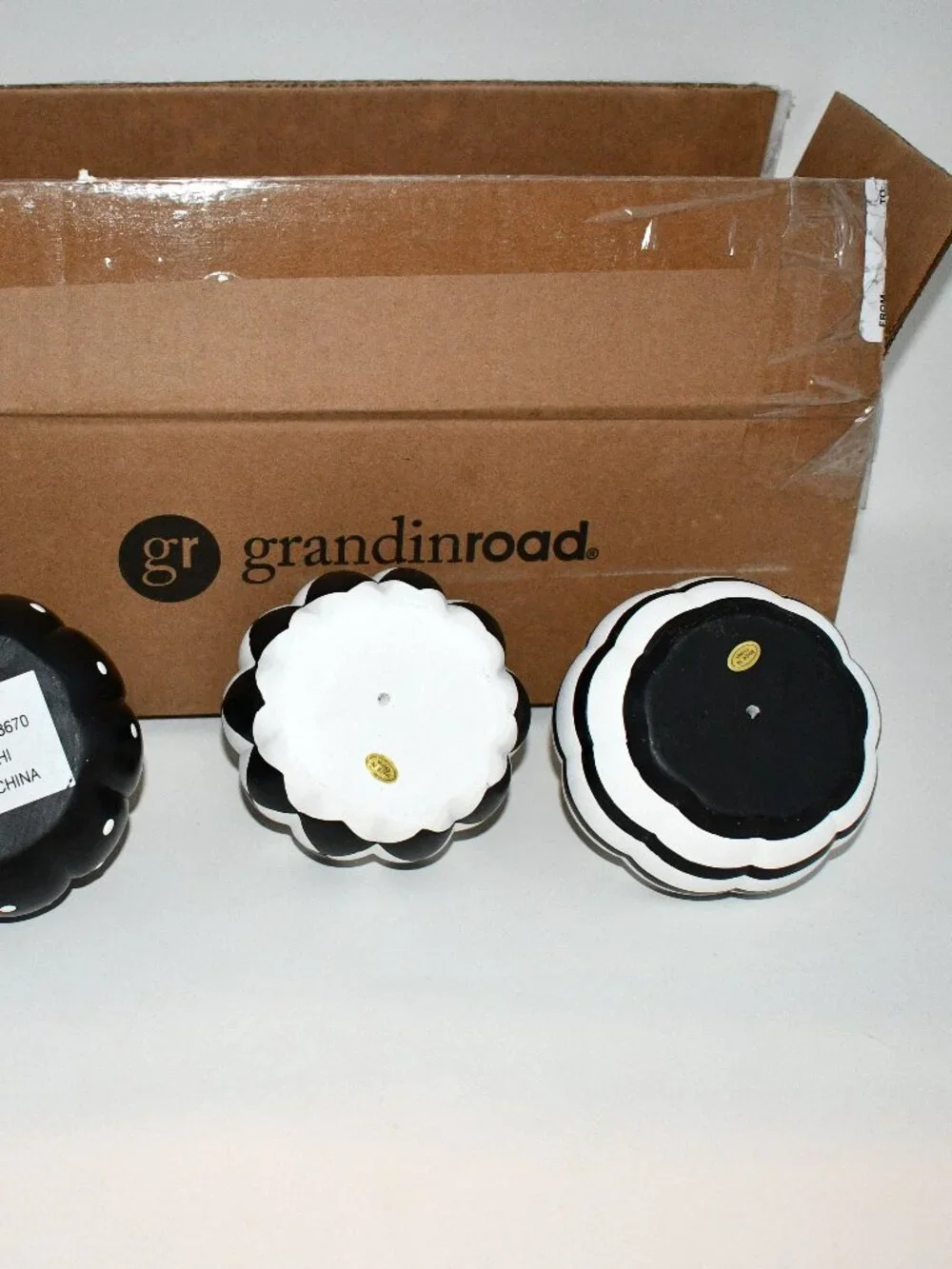 GrandinRoad WHITE MINI Designer Pumpkins, Set of 3 #168286WHI NIB